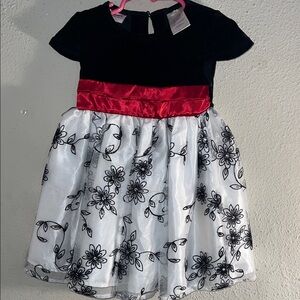 Blueberi Boulevard Black and Red Floral Kids Dress